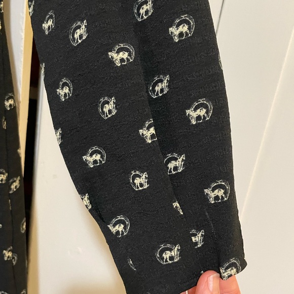 Whistles Black Long Sleeve Izzy Horseshoe Dress with horses size 6 - Picture 6 of 12